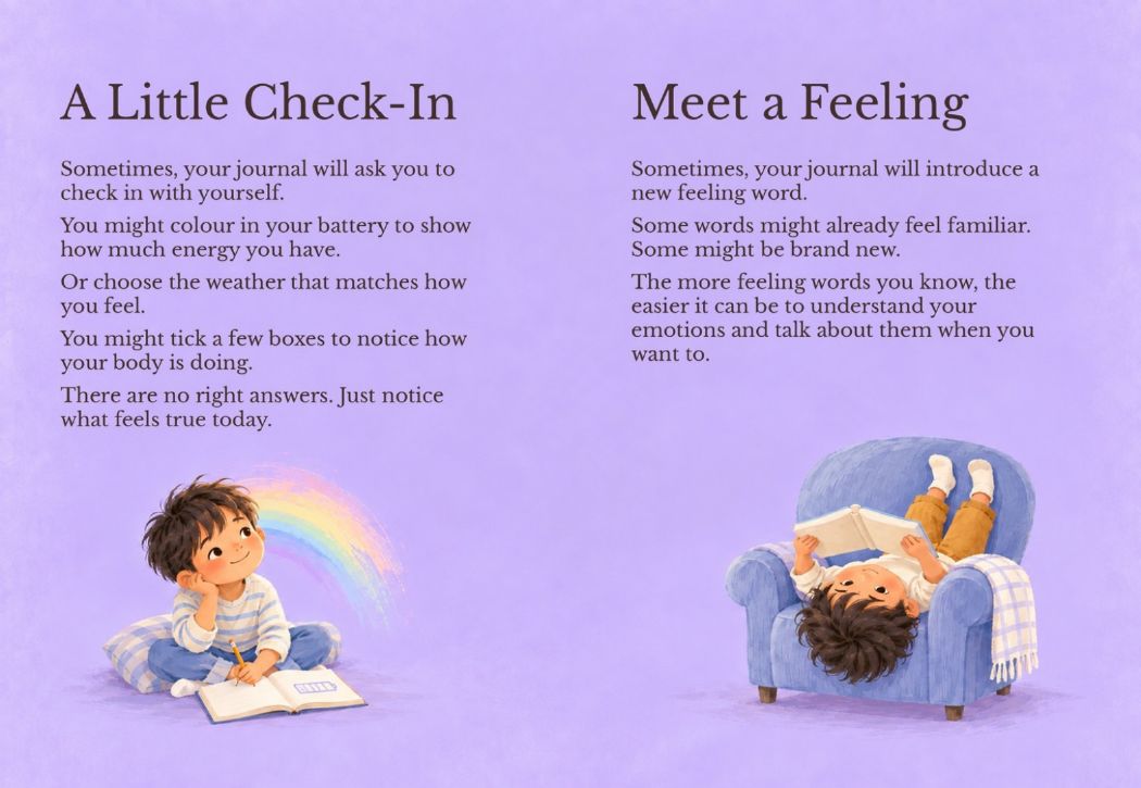 A little check-in: a spread from The Gratitude Journal for Kids